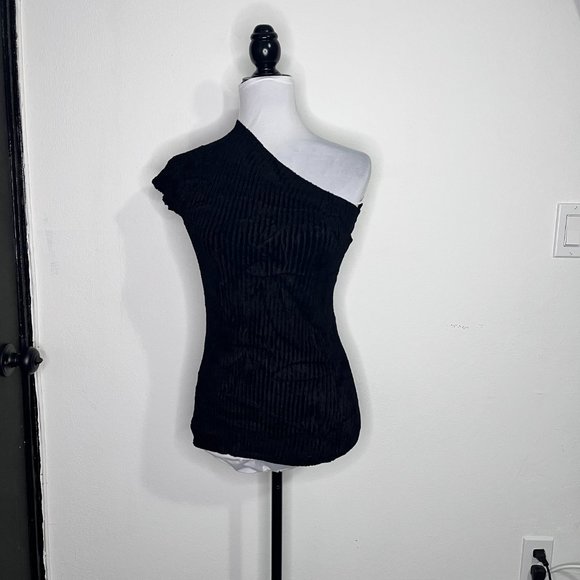 NWT Helmut Lang Velveteen One Shoulder Top Size M - Picture 3 of 9